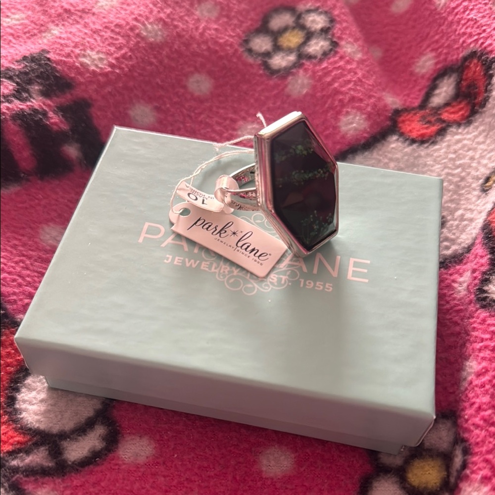 Park Lane Silver and Black Ring